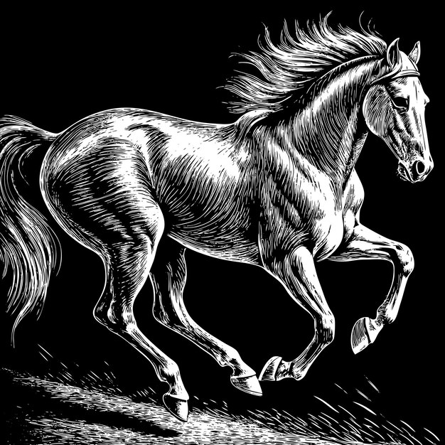 Photo a drawing of a horse with a long tail