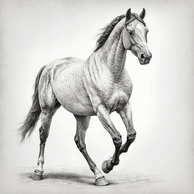 Photo a drawing of a horse with a white mane