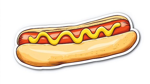 Photo a drawing of a hot dog with mustard on it