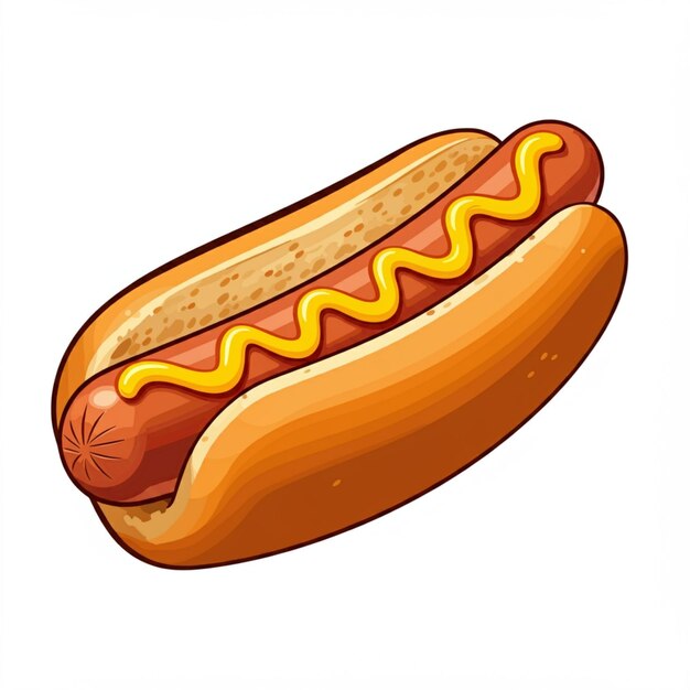 a drawing of a hot dog with mustard on it