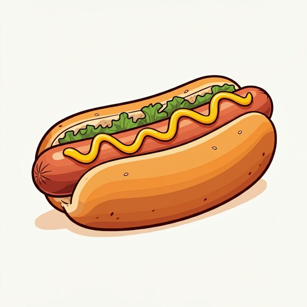 Photo a drawing of a hot dog with mustard and ketchup