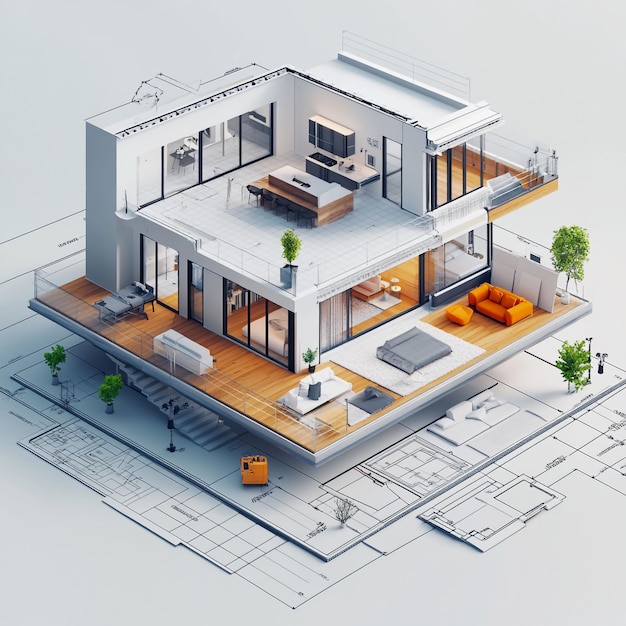 Photo a drawing of a house with a floor plan that says  the house is open