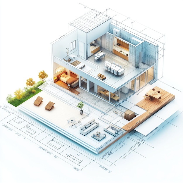 a drawing of a house with a floor plan that says  interior