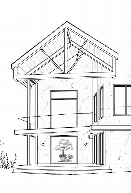 Photo a drawing of a house with a window that says  the house