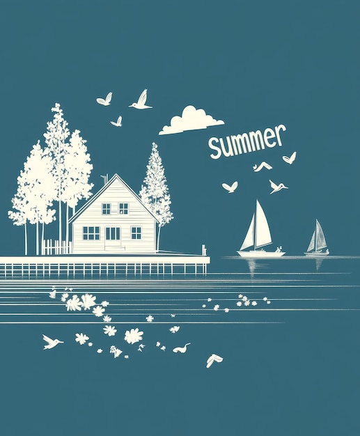 a drawing of a house with the words summer on it