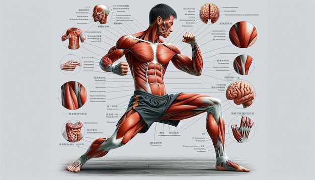 a drawing of a human body with muscles labeled with the muscles labeled