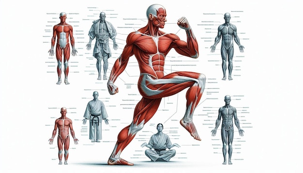 a drawing of a human body with muscles labeled