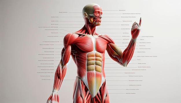 Photo a drawing of a human body with the words muscles on it