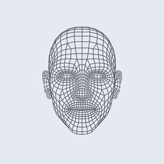 Photo a drawing of a human head with a grid of a face