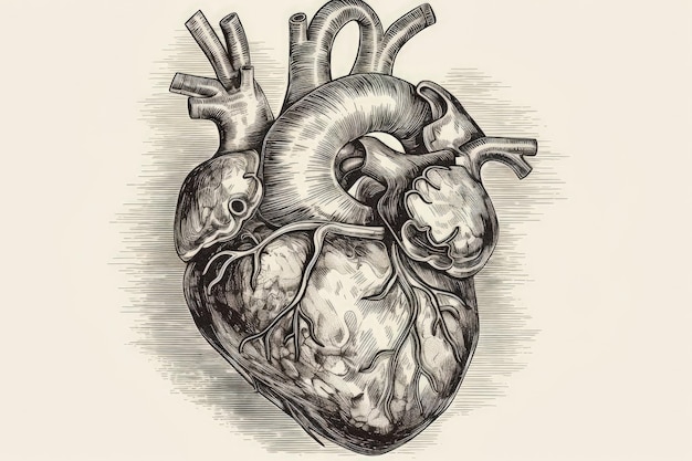 A drawing of a human heart generative AI