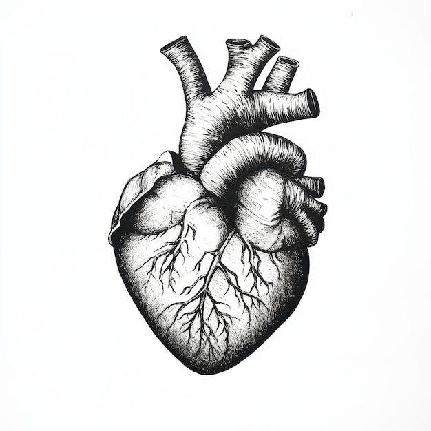 a drawing of a human heart with the word human heart on it