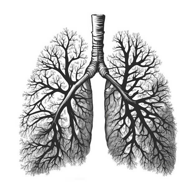 A drawing of a human lungs.