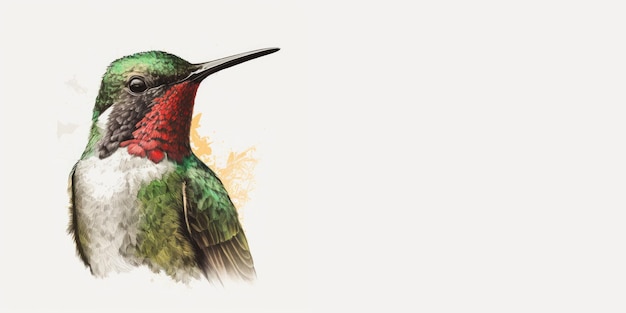 Drawing of a hummingbird on a white background Generative AI