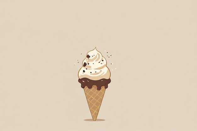 a drawing of an ice cream cone with a picture of a cupcake in it