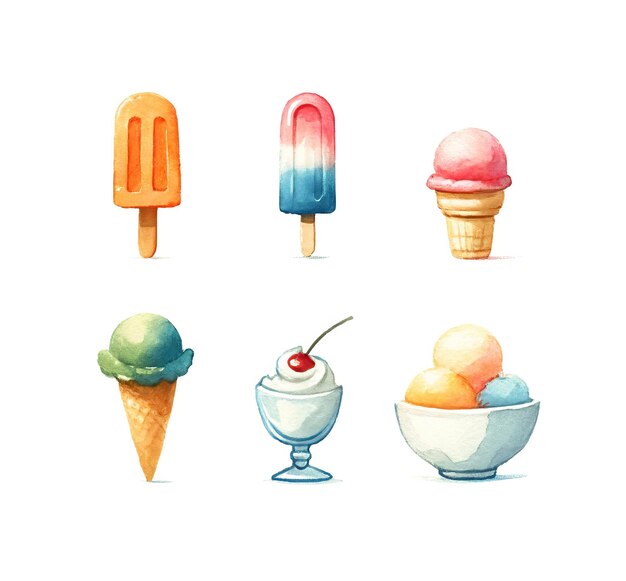 Photo a drawing of ice creams and ice creams