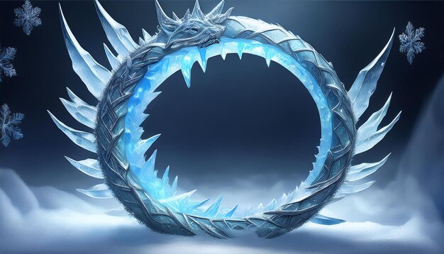 Photo drawing of an ice dragon ring