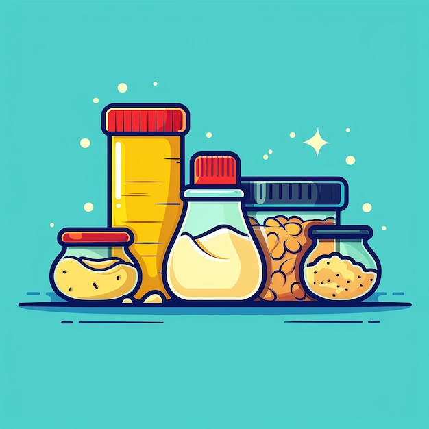 a drawing of jars of butter and jelly with a jar of butter