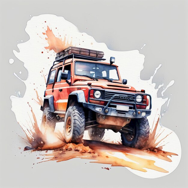 Photo a drawing of a jeep with the word  fire  on the top