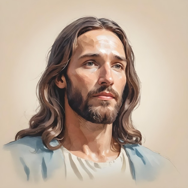 Photo a drawing of jesus with a cross on the face