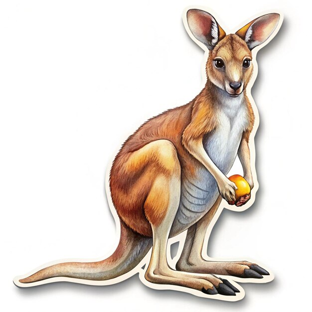 Photo a drawing of a kangaroo with an apple on it