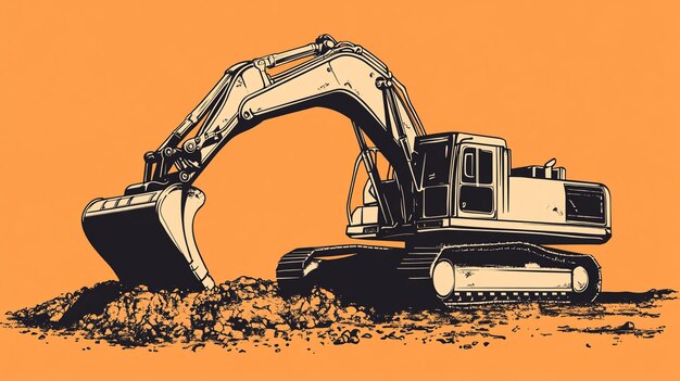 Photo a drawing of a large excavator in a field