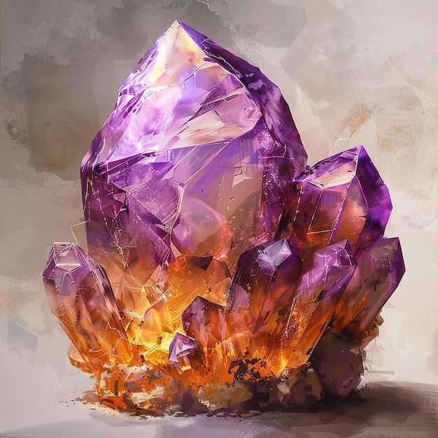 a drawing of a large purple diamond shaped rock