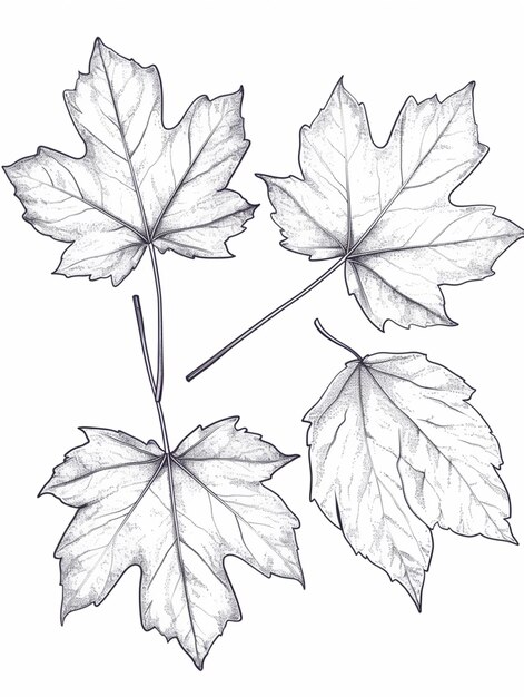 Photo a drawing of a leaf with a stem and leaves on it generative ai