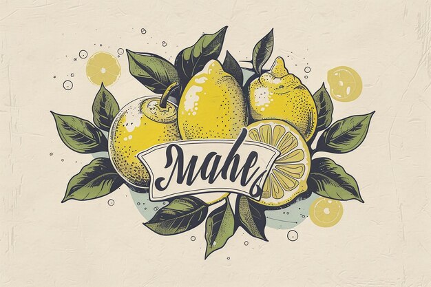 Photo a drawing of lemons and lemons with the word make on it