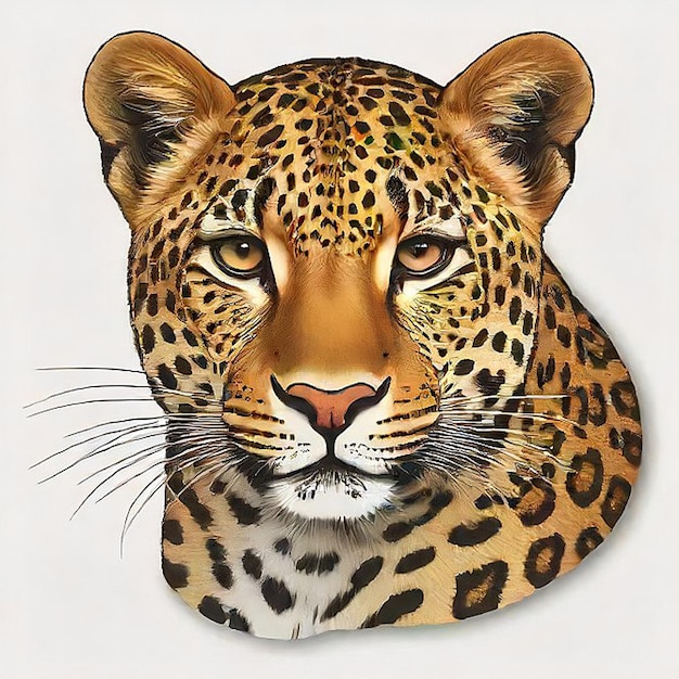 a drawing of a leopard with a brown face and a brown background