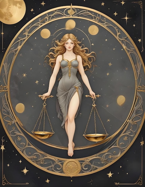 Photo a drawing of a libra woman zodiac sign libra