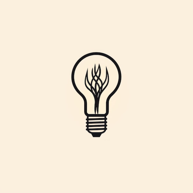 Photo a drawing of a light bulb with the flame inside