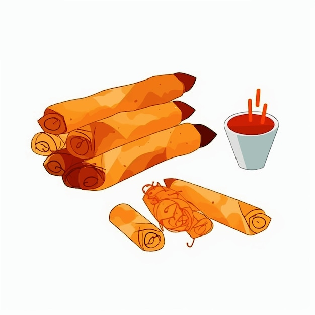 a drawing of a line of rolled up hot dogs