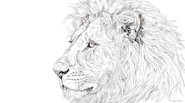 a drawing of a lion by person