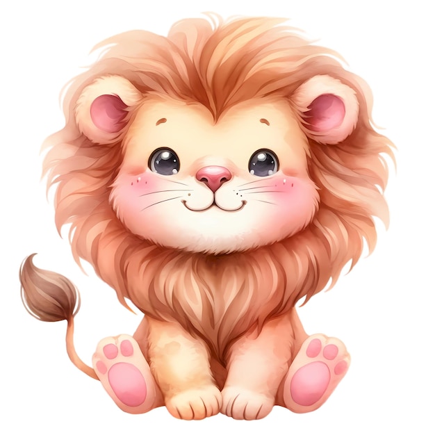 a drawing of a lion with a fluffy tail