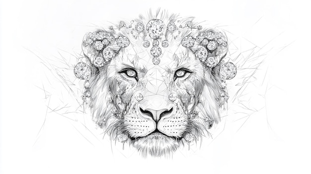 a drawing of a lion with a spider on it