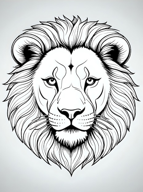 Photo a drawing of a lion with a white face and a black background