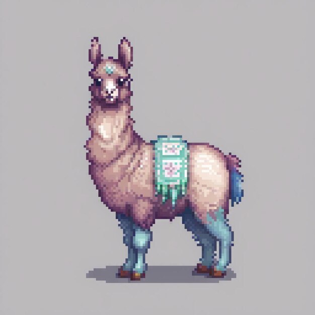 a drawing of a llama with the number 4 on it