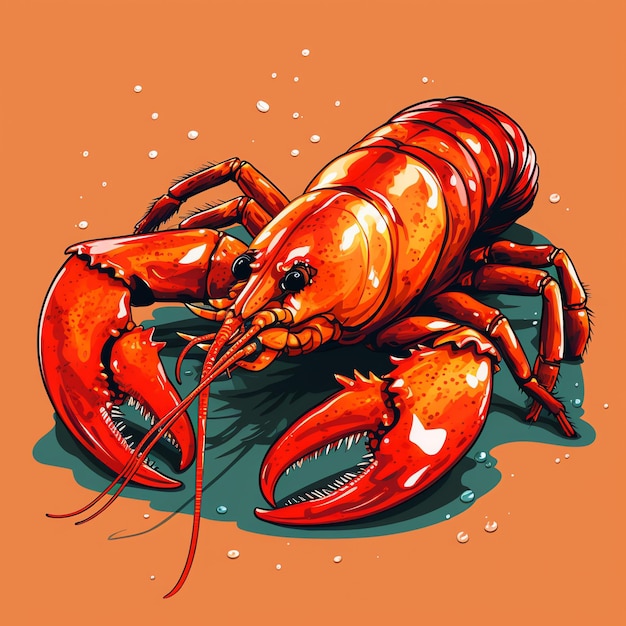 a drawing of a lobster with a drawing of a lobster on it