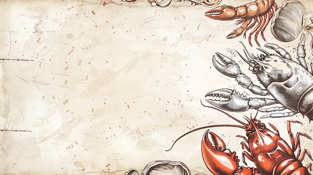 Photo a drawing of lobsters and lobsters on a table