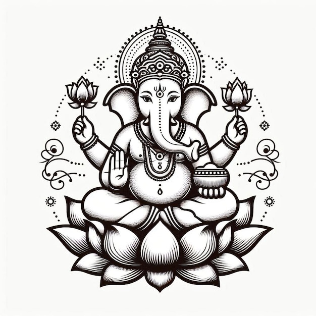 a drawing of a lord ganesha hindu god ganesh