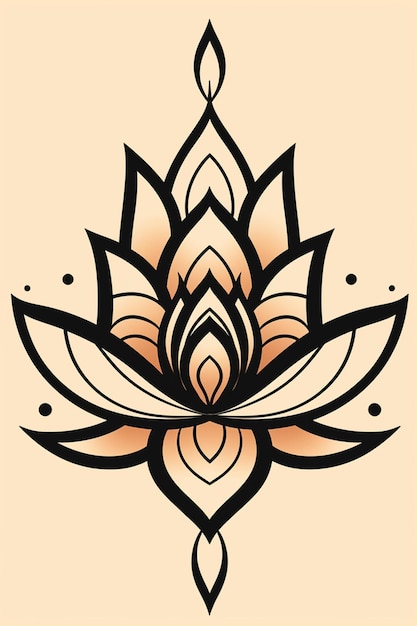 A drawing of a lotus flower on a beige background.