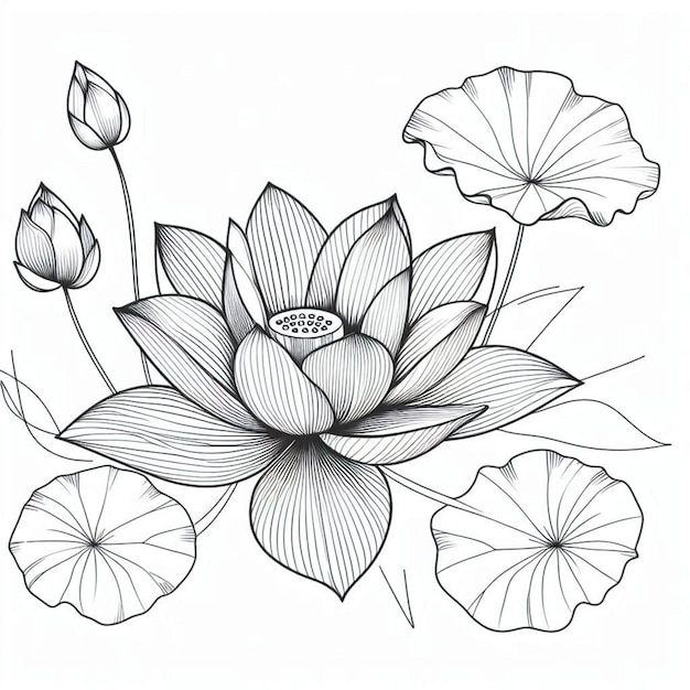 Photo a drawing of a lotus flower with the words lotus on it