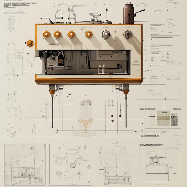 Photo a drawing of a machine that says  the process  on it