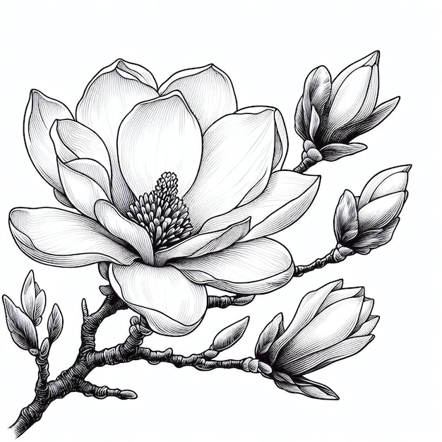 a drawing of a magnolia tree with the word spring on it