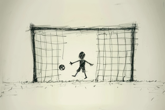 Photo a drawing of a man standing in front of a net