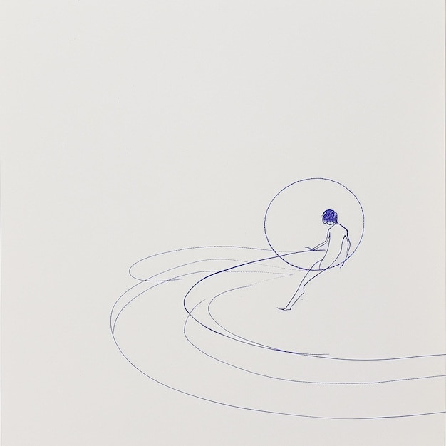 Photo drawing of a man on a surfboard in the water generative ai