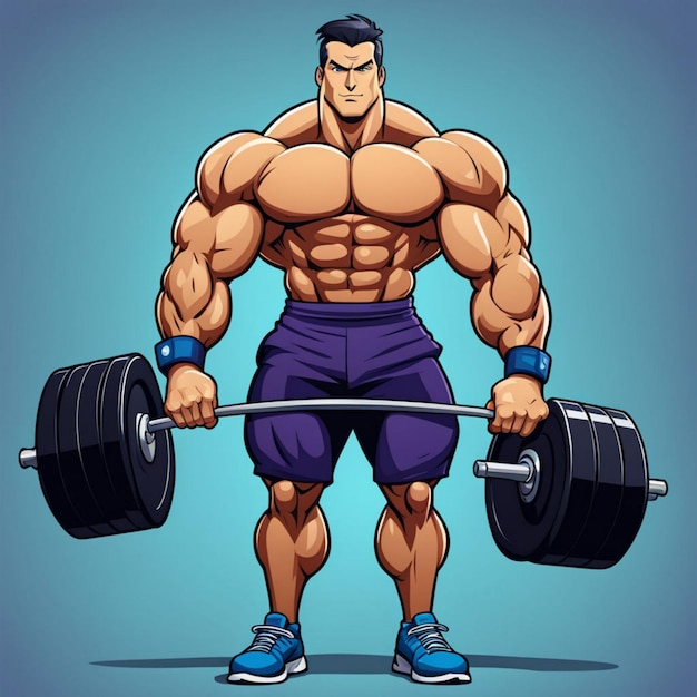 Photo a drawing of a man with a barbell that says bodybuilder