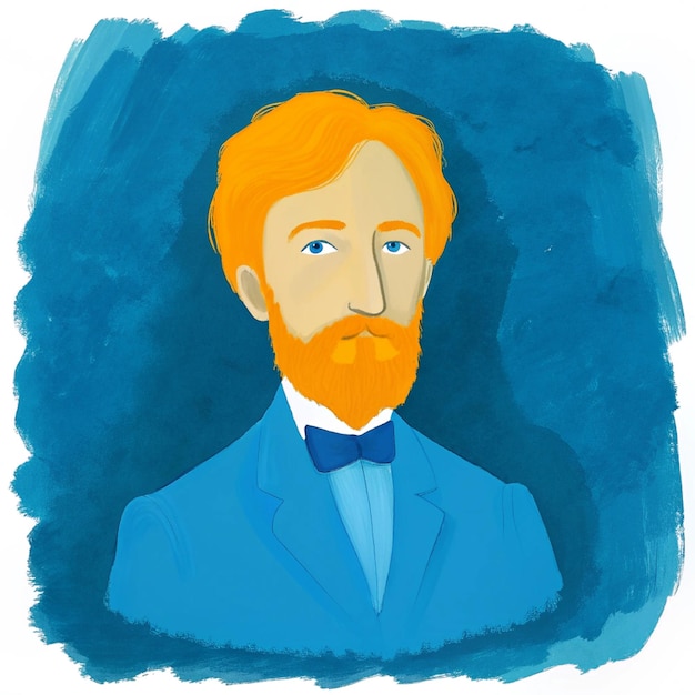 Photo a drawing of a man with a blue bow tie and a blue shirt