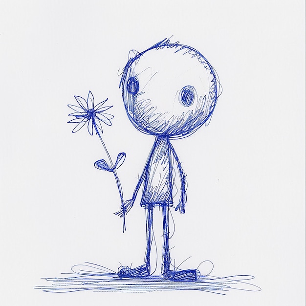 Photo a drawing of a man with a flower in his hand