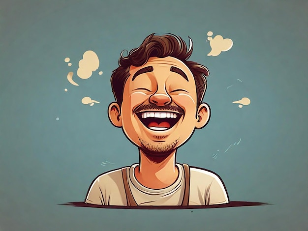 a drawing of a man with a happy expression